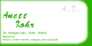 anett kohr business card